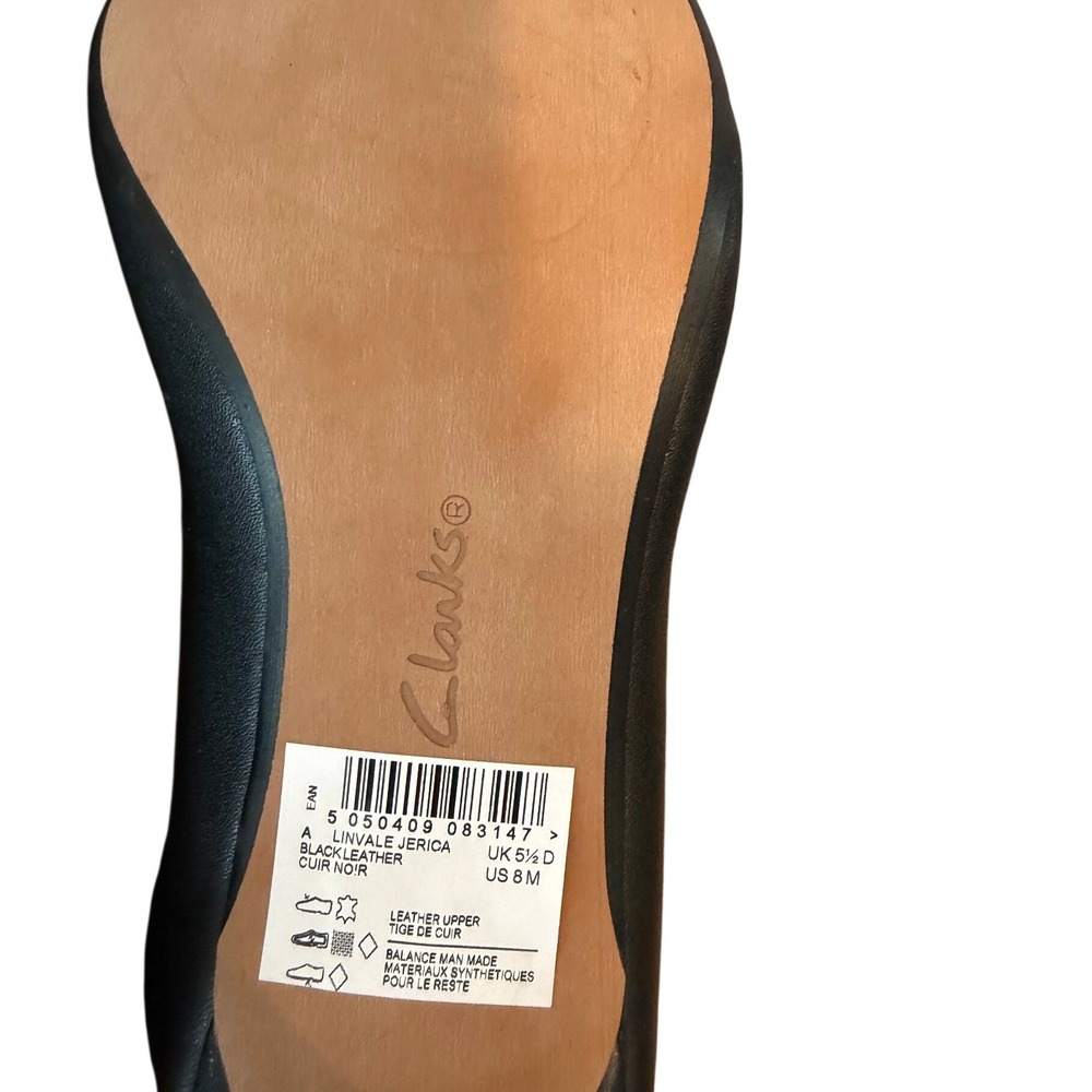 Clarks Linvale Jerica Black Leather Pointed Toe Kitten Heel Pumps Women 8M -NWOB - Picture 5 of 8